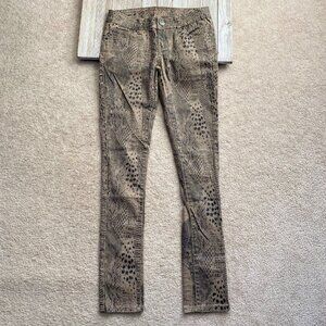 Rue21 Skinny Jeans Juniors 1/2 Mixed Animal Print Cheetah Leopard Snake Glitter